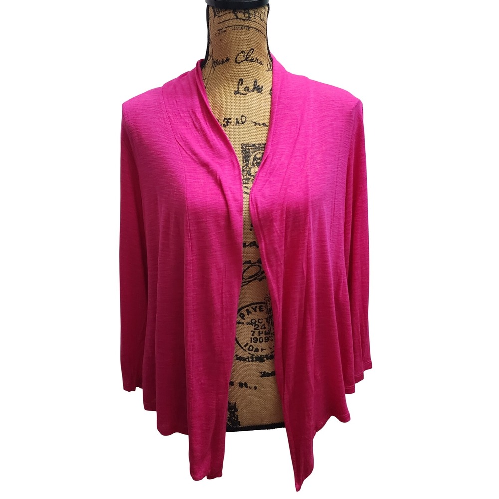 IN STUDIO WOMAN Pink Open Front Drape Neck‎ Lightweight Cardigan Jacket 14W